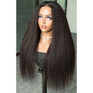 BGMgirl Kinky Straight 26" 6x4 Wear Go Glueless Closure Human Hair Wig HD Lace